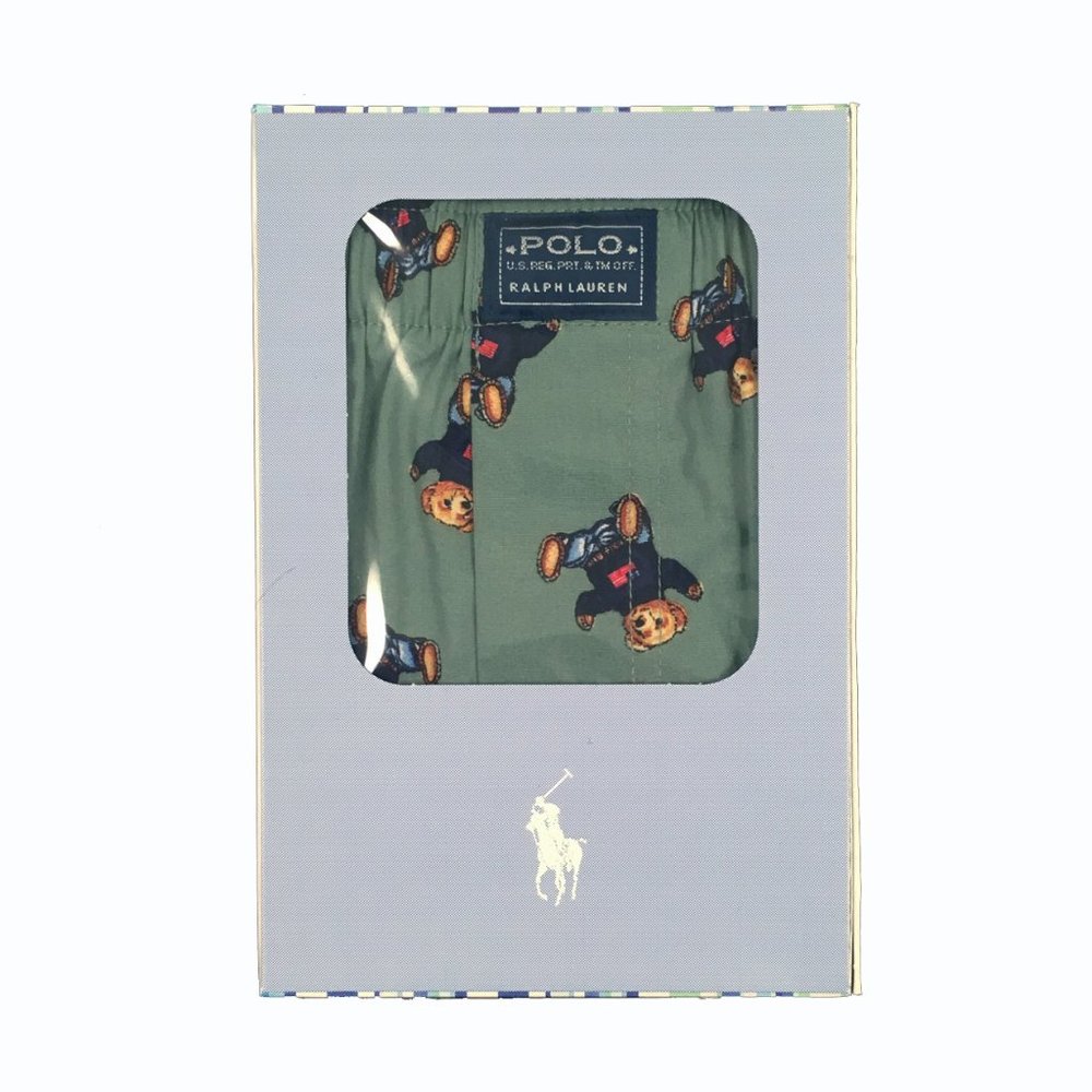Vintage Polo Ralph Lauren Bear Boxer Shorts in Holiday Box - XL Green